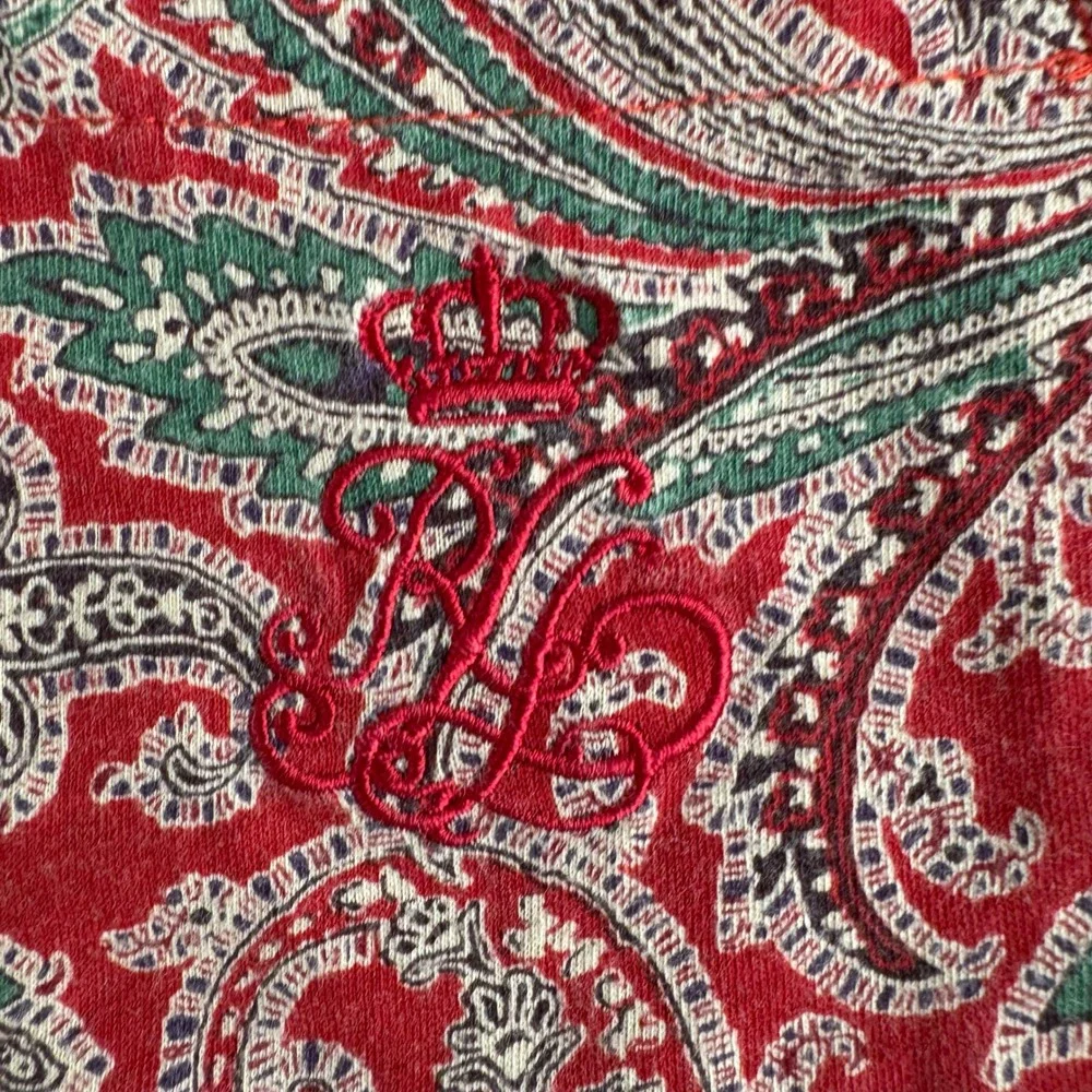 Lauren Ralph Lauren Womens Red Paisley‎ Pajama Set Button Down Pants Medium